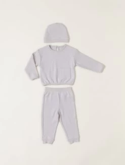 Malibu Collection® Brushed Fleece Baby Sweats Set Bundle -Barefoot Dreams BDBMC2218 Bisque 1 W