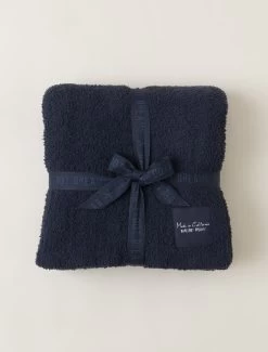 CozyChic® Malibu Blanket -Barefoot Dreams BDHCC2030 INDIGO SEASALT W 1