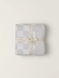 CozyChic® Cotton Checkered Throw -Barefoot Dreams BDHNV22325 HeatherGreyCream 1 W