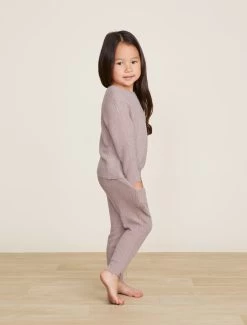 CozyChic Lite® Toddler Blocked Ribbed Set -Barefoot Dreams BDKCL22194 Deep Taupe 2796