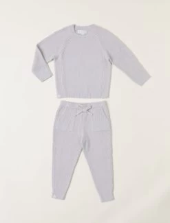 CozyChic Lite® Toddler Blocked Ribbed Set -Barefoot Dreams BDKCL22194 Silver 1 W