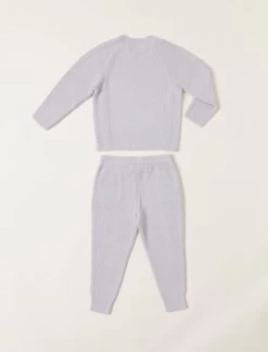 CozyChic Lite® Toddler Blocked Ribbed Set -Barefoot Dreams BDKCL22194 Silver 2 W