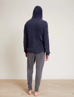 CozyChic Lite® Men’s Cable Hooded Henley -Barefoot Dreams BDMCL21389 Indigo 2205