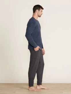 CozyChic Lite® Men's Raglan Pullover -Barefoot Dreams BDMCL22331 indigo 013