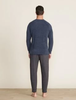CozyChic Lite® Men's Raglan Pullover -Barefoot Dreams BDMCL22331 indigo 017