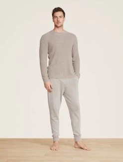 CozyChic Ultra Lite® Men's Ribbed Crewneck -Barefoot Dreams BDMCU22064 Nickle 0037copy