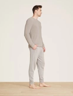 CozyChic Ultra Lite® Men's Ribbed Crewneck -Barefoot Dreams BDMCU22064 Nickle 0067copy