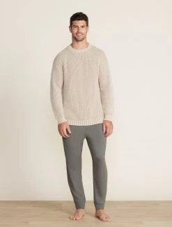 Men's Sunbleached Ribbed Pullover -Barefoot Dreams BDMES22397 stone 007