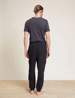 Malibu Collection® Men’s Pima Cotton Fleece Cargo Sweatpant -Barefoot Dreams BDMMC21356 Black 2495