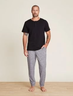 Malibu Collection® Men's Slub Henley Tee -Barefoot Dreams BDMMC21362 Black 0241