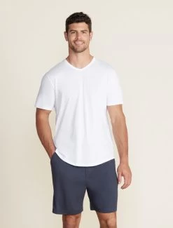 Malibu Collection® Men's Washed Jersey Short Sleeve -Barefoot Dreams BDMMC21585 indigo BDMMC22556 white 015