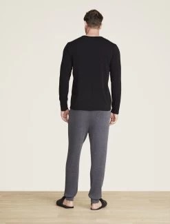 Malibu Collection® Men's Seamed Long Sleeve -Barefoot Dreams BDMMC22065 Black 1132copycopy