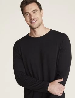 Malibu Collection® Men's Seamed Long Sleeve -Barefoot Dreams BDMMC22065 Black 1195copycopy