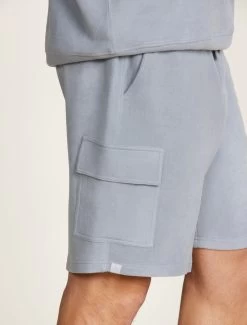 Malibu Collection® Men's Brushed Fleece Cargo Short -Barefoot Dreams BDMMC22347 MOONBEAM BDMMC22348 0808