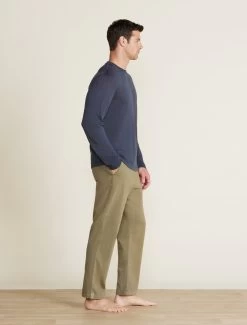 Malibu Collection® Men's Slub Burnout Cut Neck Long Sleeve Tee -Barefoot Dreams BDMMC22493 MILITARY BDMMC22486 INDIGO 0484