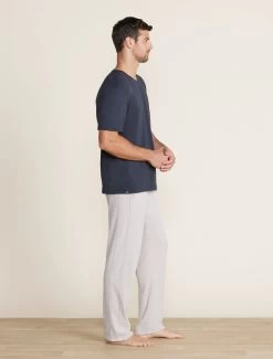 Malibu Collection® Men's Cotton Modal V-Neck Basic Tee -Barefoot Dreams BDMMC22554 indigo BDMCU22332 silver 016