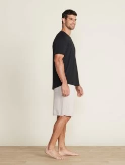 Malibu Collection® Men's Washed Jersey Short Sleeve -Barefoot Dreams BDMMC22556 black BDMCL22333 stone 007