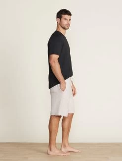 CozyChic Lite® Men's Rolled Edge Shorts -Barefoot Dreams BDMMC22556 black BDMCL22333 stone 023