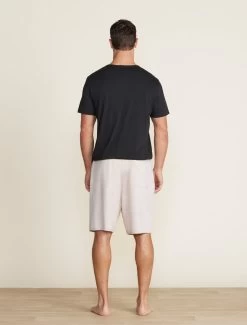 CozyChic Lite® Men's Rolled Edge Shorts -Barefoot Dreams BDMMC22556 black BDMCL22333 stone 028