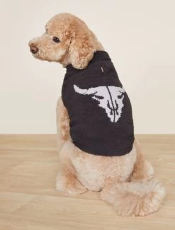 CozyChic® Longhorn Skull Pet Sweater -Barefoot Dreams BDPCC22153 Carbon Oyster 0533