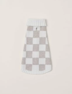 CozyChic® Cotton Checkerboard Pet Sweater -Barefoot Dreams BDPNV22475 Oatmeal Cream 1 W