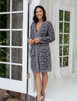 CozyChic® Women's Barefoot In The Wild® Robe 9 CozyChic® Women's Barefoot In The Wild® Robe -Barefoot Dreams BDWCC1550andBDWCC1716 GRAPHITE CARBON 1