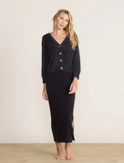 CozyChic Lite® Diamond Pointelle Cardigan -Barefoot Dreams BDWCL22246 black 301