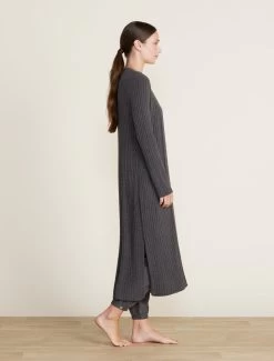 CozyChic Lite® Pointelle Long Cardi 8 CozyChic Lite® Pointelle Long Cardi -Barefoot Dreams BDWCL22433 carbon 759