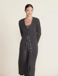 CozyChic Lite® Pointelle Long Cardi 10 CozyChic Lite® Pointelle Long Cardi -Barefoot Dreams BDWCL22433 carbon 765