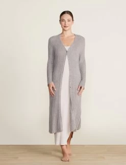 CozyChic Lite® Pointelle Long Cardi 11 CozyChic Lite® Pointelle Long Cardi -Barefoot Dreams BDWCL22433 oyster pewter 1482