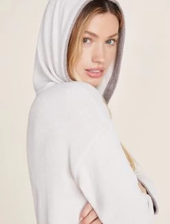 CozyChic Ultra Lite® Tipped Contrast Hoodie -Barefoot Dreams BDWCU21911 Almond Beach Rock 0311