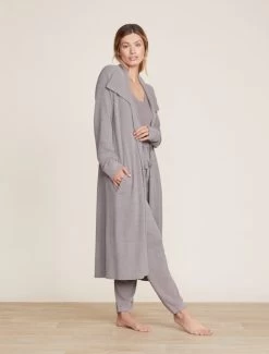 CozyChic Ultra Lite® Wide Collar Long Cardigan -Barefoot Dreams BDWCU22050 Pewter 1101