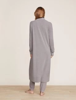 CozyChic Ultra Lite® Wide Collar Long Cardigan -Barefoot Dreams BDWCU22050 Pewter 1124