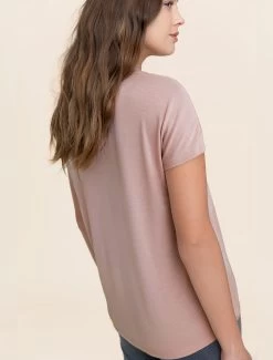 Malibu Collection® Set Of 2 Short Sleeve Tees -Barefoot Dreams BDWMC1937 FadedRose W2