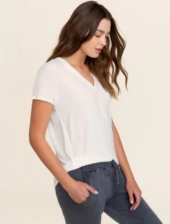 Malibu Collection® Set Of 2 Short Sleeve Tees -Barefoot Dreams BDWMC1937 Pearl W3