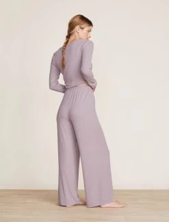 Malibu Collection® Ultra-Soft Rib Wide Leg Pant -Barefoot Dreams BDWMC21934 Deep Taupe 1831