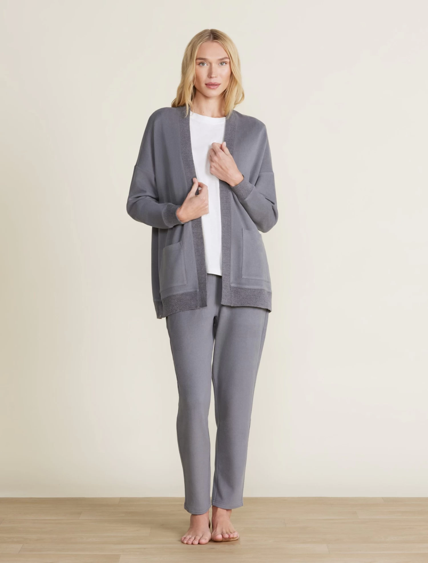 Malibu Collection® Brushed Fleece Sweater Mix Cardigan 1 Malibu Collection® Brushed Fleece Sweater Mix Cardigan