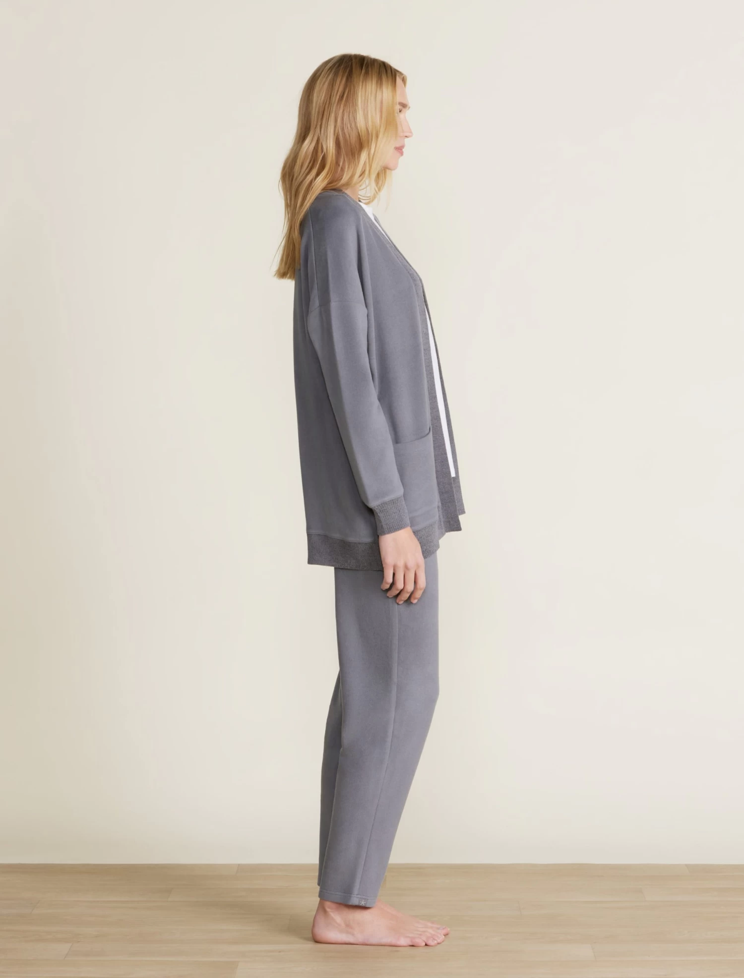 Malibu Collection® Brushed Fleece Sweater Mix Cardigan 2 Malibu Collection® Brushed Fleece Sweater Mix Cardigan - Image 2