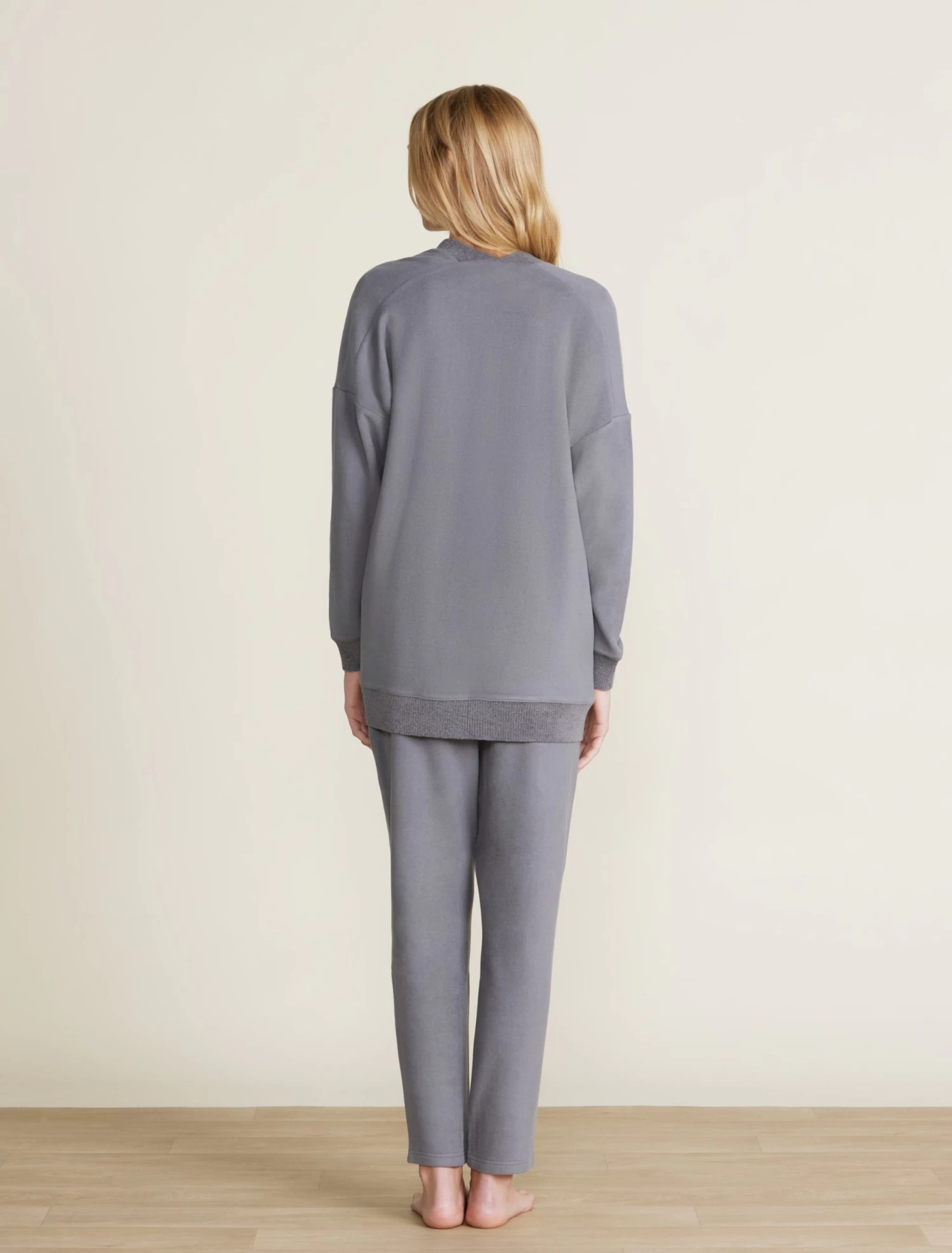 Malibu Collection® Brushed Fleece Sweater Mix Cardigan 3 Malibu Collection® Brushed Fleece Sweater Mix Cardigan - Image 3