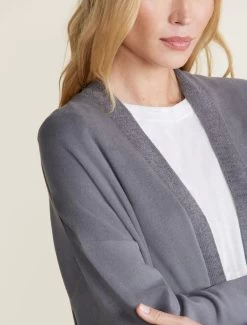 Malibu Collection® Brushed Fleece Sweater Mix Cardigan 9 Malibu Collection® Brushed Fleece Sweater Mix Cardigan -Barefoot Dreams BDWMC22456 COAL 2061