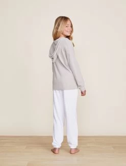 CozyChic Ultra Lite® Youth Button Hoodie 7 CozyChic Ultra Lite® Youth Button Hoodie -Barefoot Dreams BDYCU22191 Silver 1308