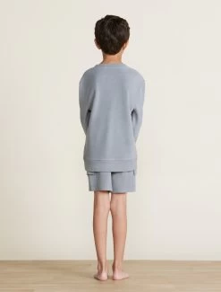 Malibu Collection® Youth Brushed Fleece Pullover -Barefoot Dreams BDYMC22489 BDYMC22488 MOONBEAM 016