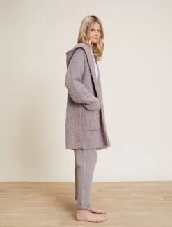 CozyChic® Boucle Youth Hooded Long Coatigan -Barefoot Dreams BDYNV21438 BeachRock 4343
