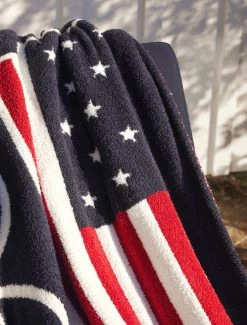 Cozychic® Team USA Flag Olympic Ring Throw -Barefoot Dreams BFD SS 24 USHCC22369 Indigo Multi 0006