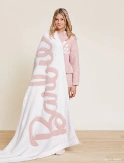 CozyChic® Barbie™ Blanket -Barefoot Dreams MTHCC21322 SeaSalt DustyRose 4728