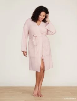 CozyChic Lite® Barbie™ Robe -Barefoot Dreams MTWCL21709 DUSTY ROSE WHITE 2867