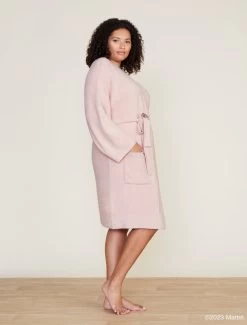 CozyChic Lite® Barbie™ Robe -Barefoot Dreams MTWCL21709 DUSTY ROSE WHITE 2881