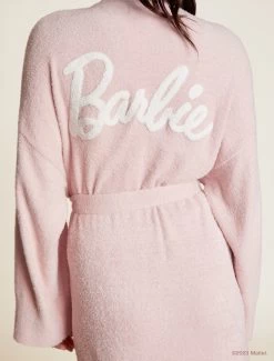 CozyChic Lite® Barbie™ Robe -Barefoot Dreams MTWCL21709 DustyRoseWhite 1648
